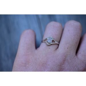 White Diamond Ring, Sterling Silver Engagement Ring, Raw Diamond, Natural